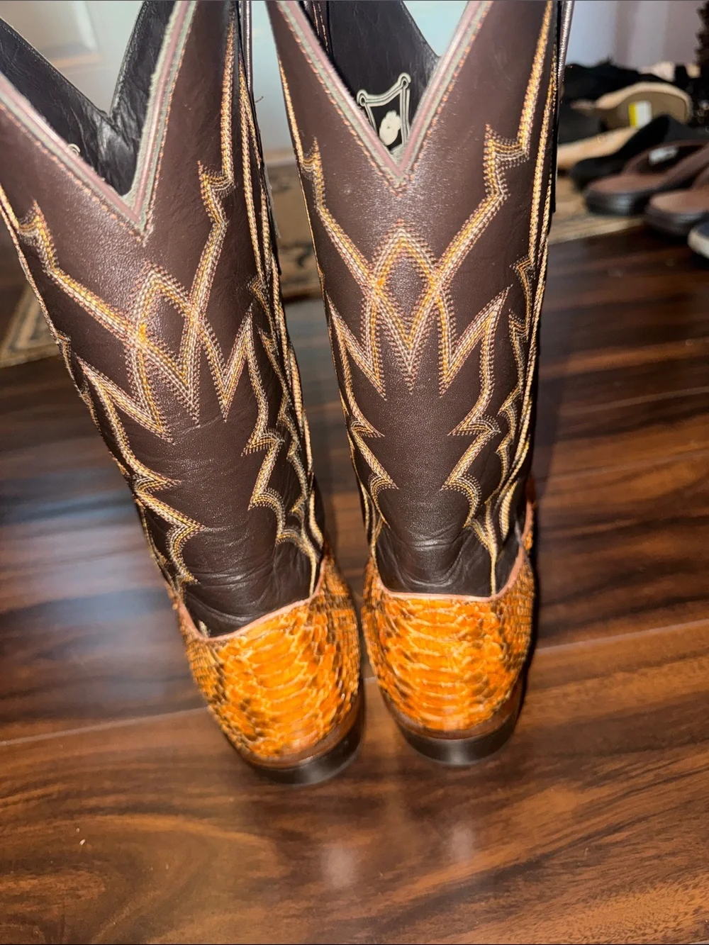 SHARP! JB Dillon SZ 11.5 D Gently Worn Genuine Python Cowboy Boots